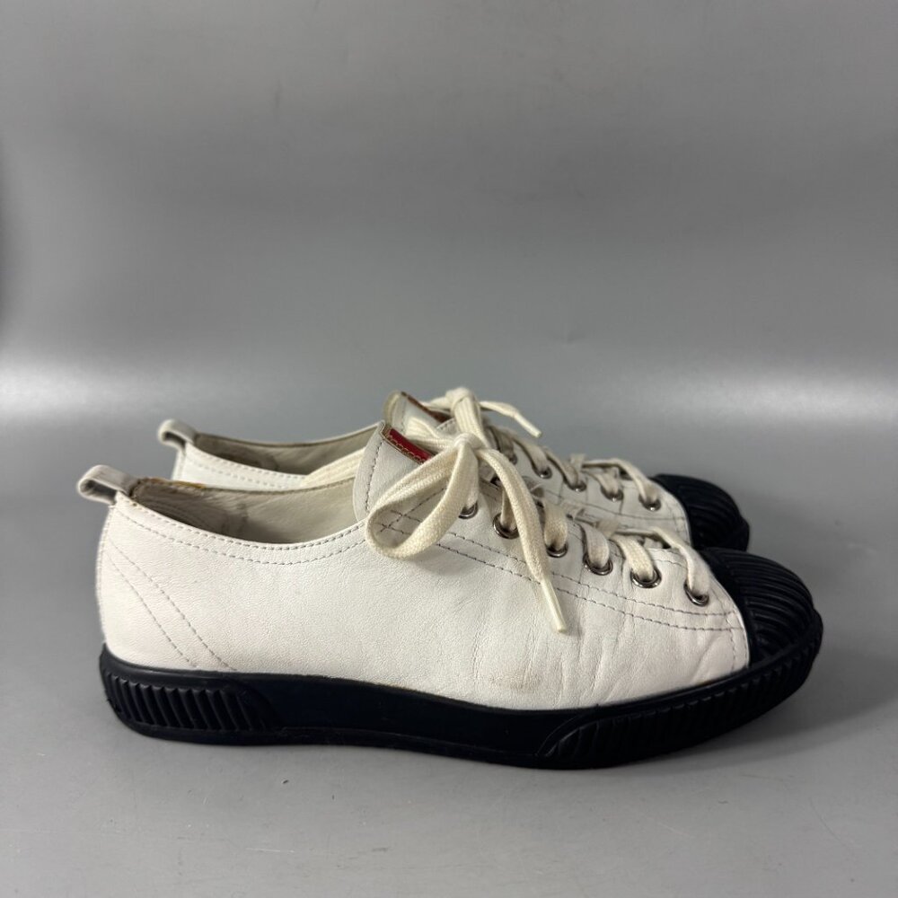 Prada Sport White Leather Cap Toe Lace Up Sneakers Size 35 1/2 - Picture 2 of 13
